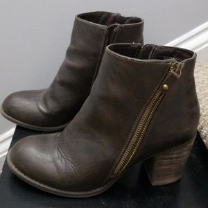 Brown ankle heeled boots